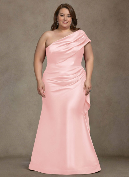 Elegant One-Shoulder Floor-Length Mermaid Satin Mother Of The Bride Dresses, product image 41