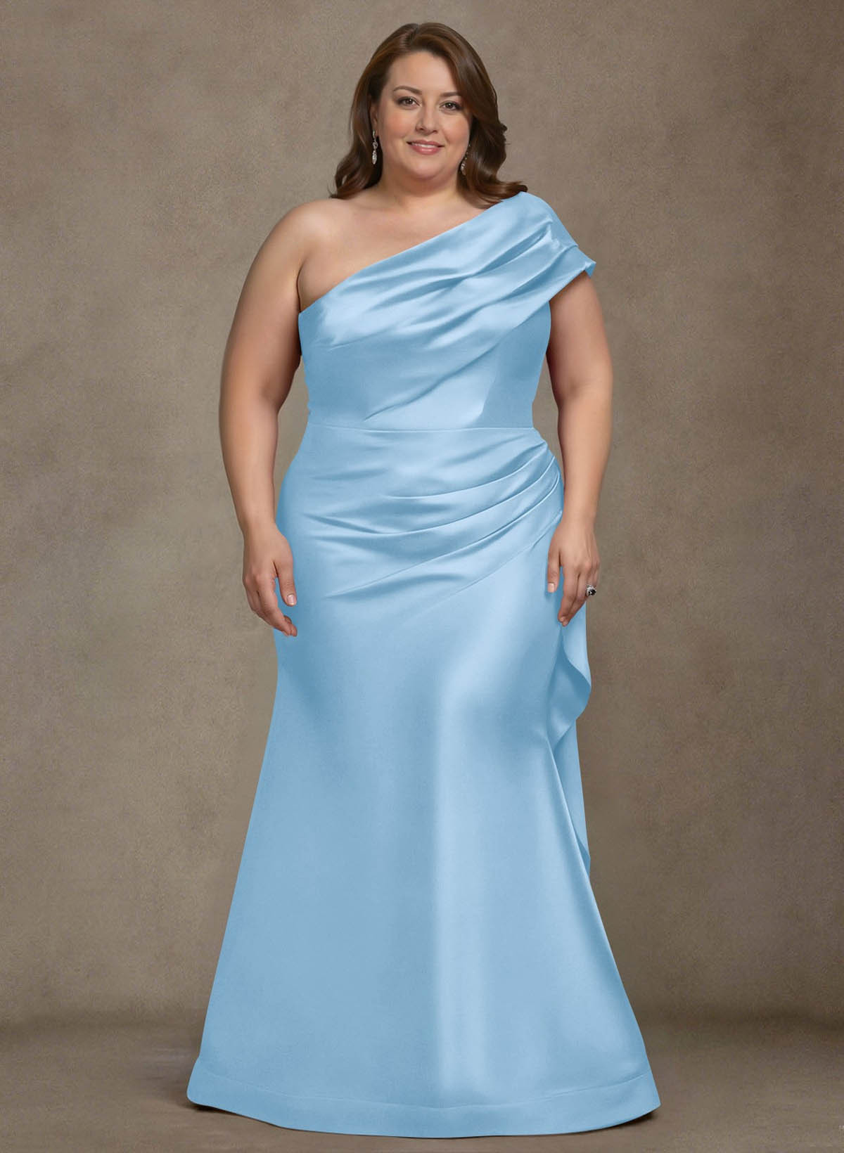 Elegant One-Shoulder Floor-Length Mermaid Satin Mother Of The Bride Dresses, product image 19