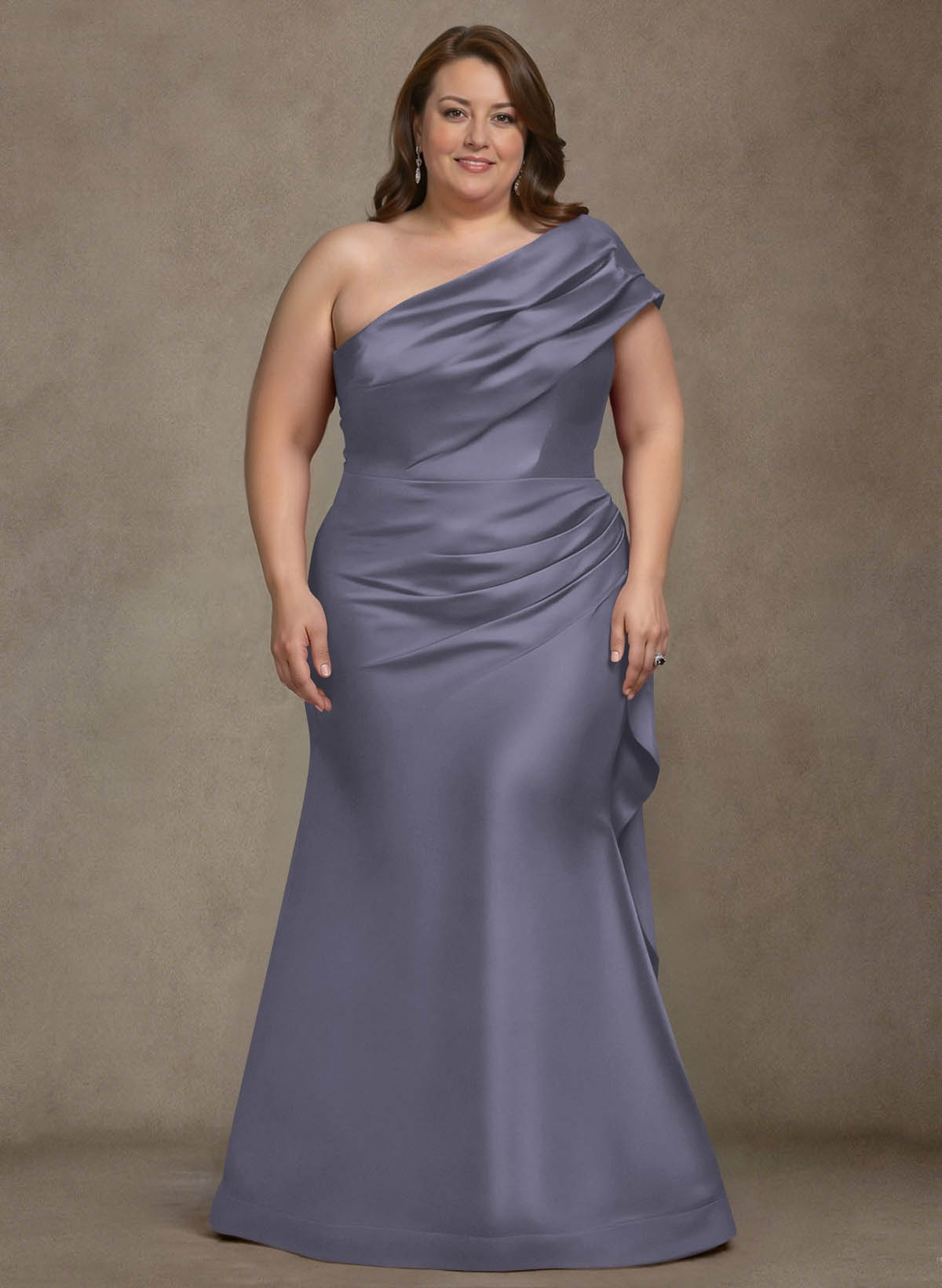 Elegant One-Shoulder Floor-Length Mermaid Satin Mother Of The Bride Dresses, product image 15