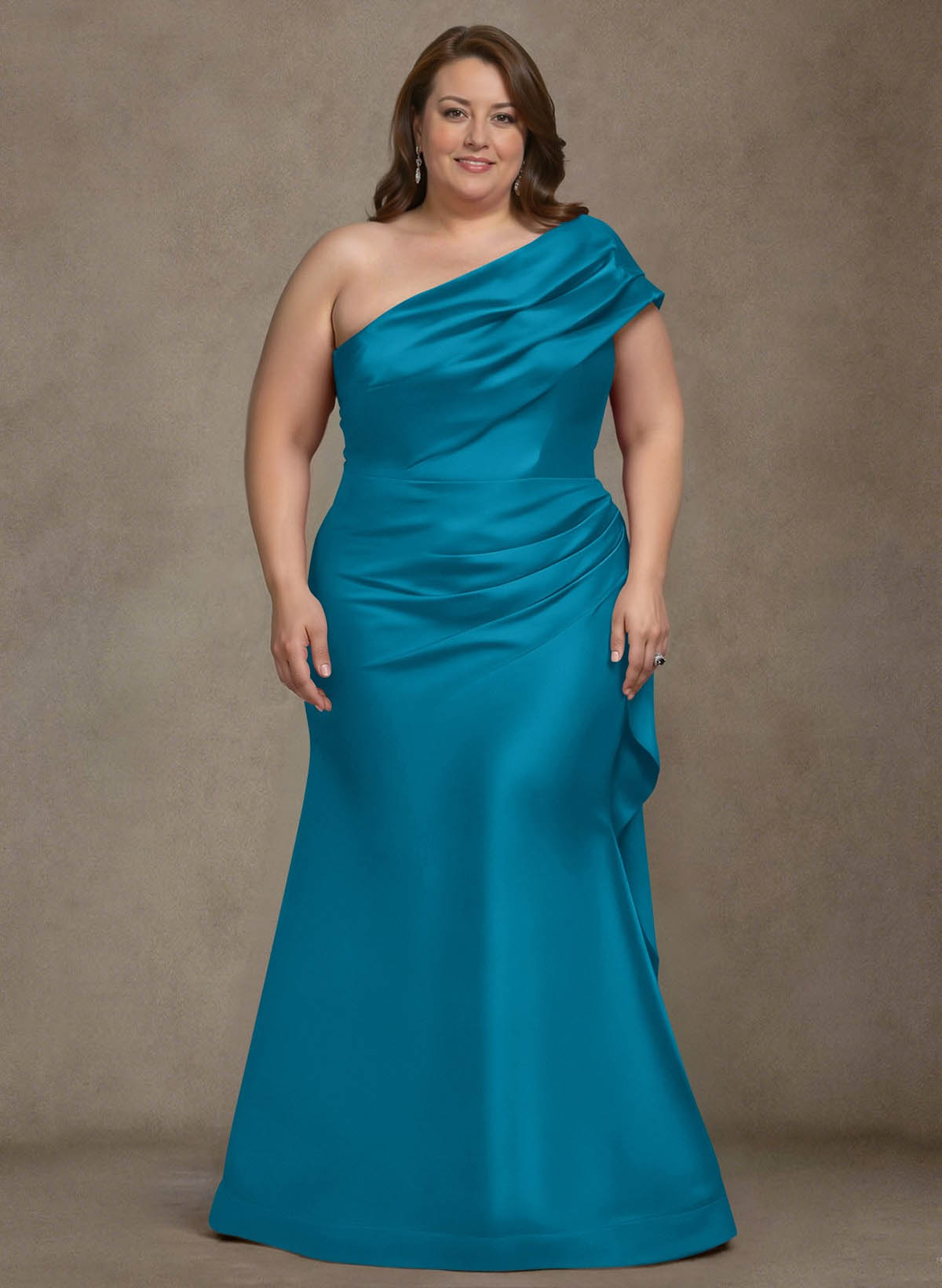 Elegant One-Shoulder Floor-Length Mermaid Satin Mother Of The Bride Dresses, product image 29