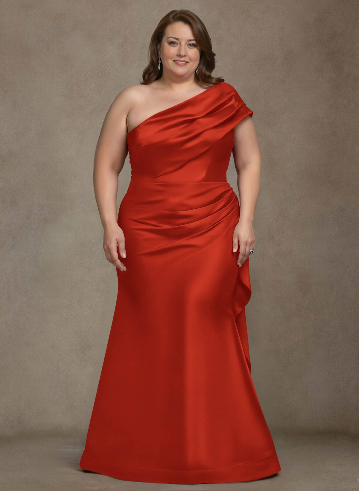 Elegant One-Shoulder Floor-Length Mermaid Satin Mother Of The Bride Dresses, product image 59