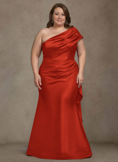 Elegant One-Shoulder Floor-Length Mermaid Satin Mother Of The Bride Dresses, product image 59