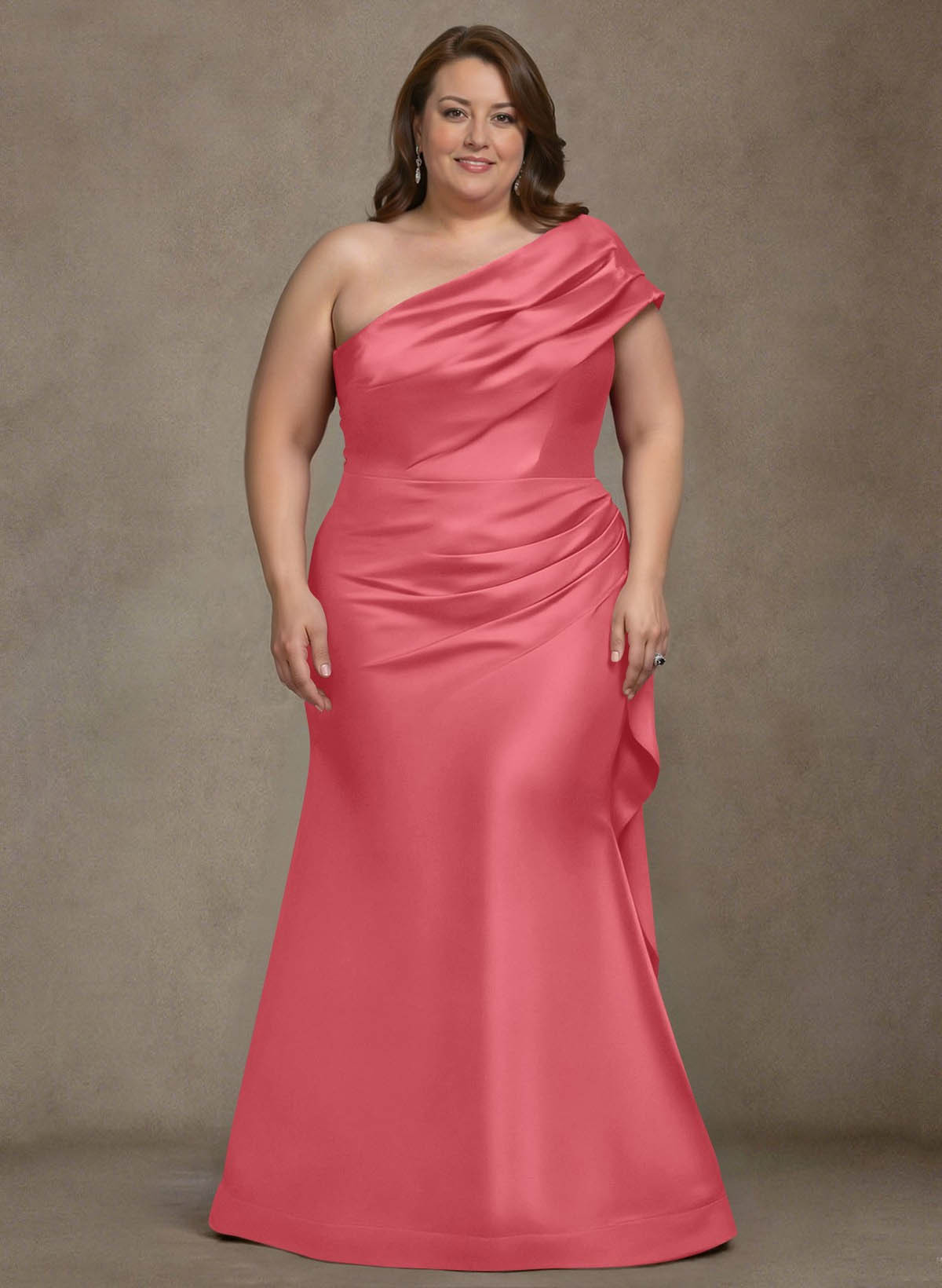Elegant One-Shoulder Floor-Length Mermaid Satin Mother Of The Bride Dresses, product image 61