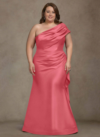 Elegant One-Shoulder Floor-Length Mermaid Satin Mother Of The Bride Dresses, product image 61