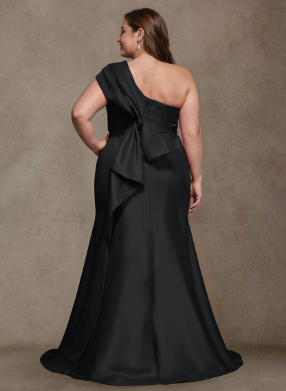 Elegant One-Shoulder Floor-Length Mermaid Satin Mother Of The Bride Dresses, product image 4