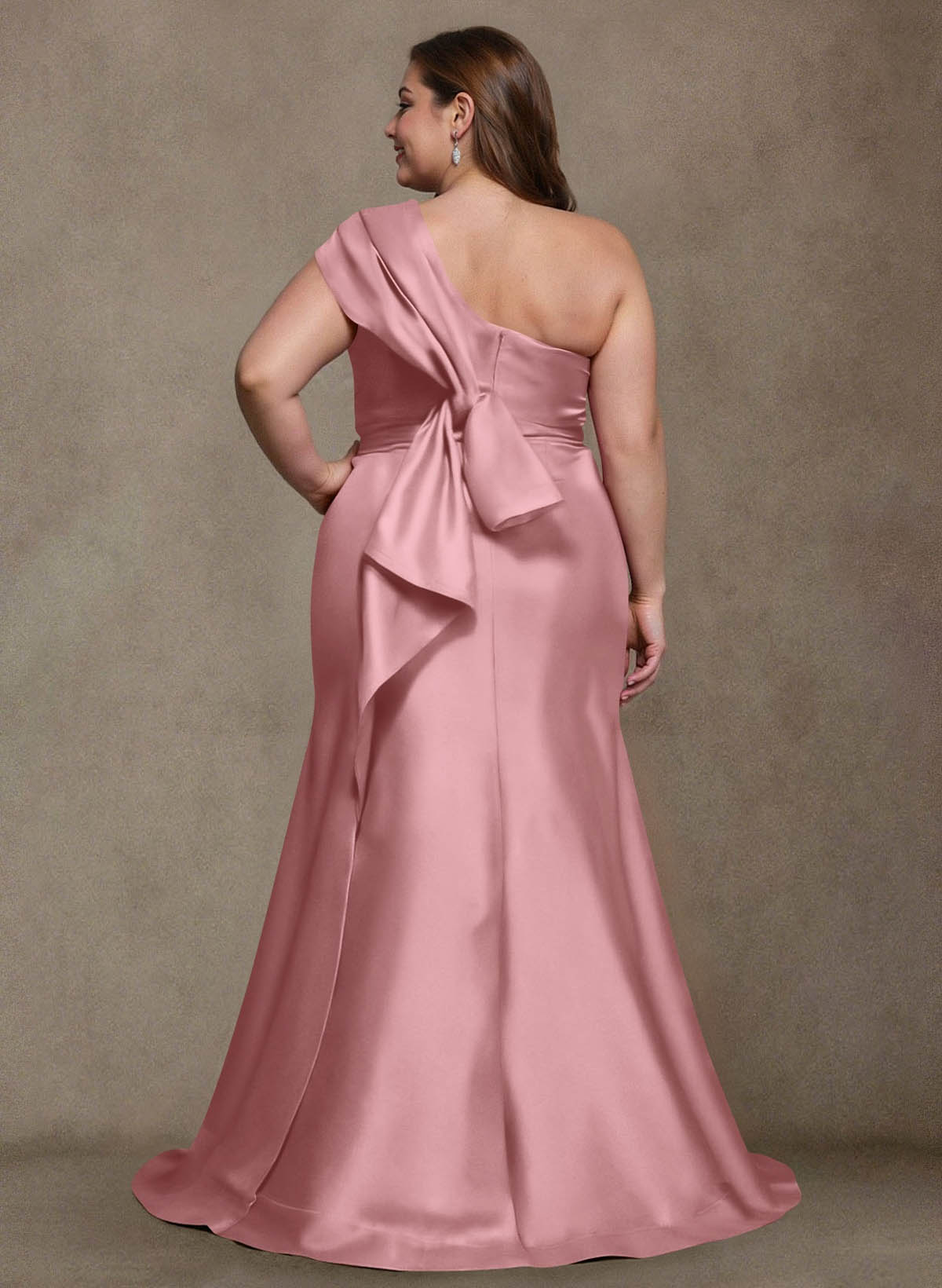 Elegant One-Shoulder Floor-Length Mermaid Satin Mother Of The Bride Dresses, product image 40