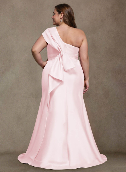 Elegant One-Shoulder Floor-Length Mermaid Satin Mother Of The Bride Dresses, product image 46
