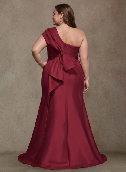 Elegant One-Shoulder Floor-Length Mermaid Satin Mother Of The Bride Dresses, product image 52