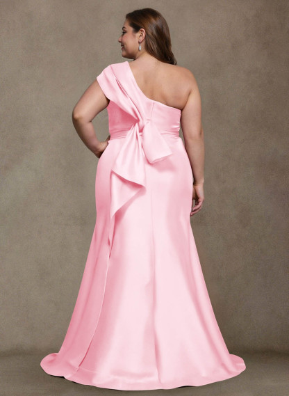 Elegant One-Shoulder Floor-Length Mermaid Satin Mother Of The Bride Dresses, product image 48