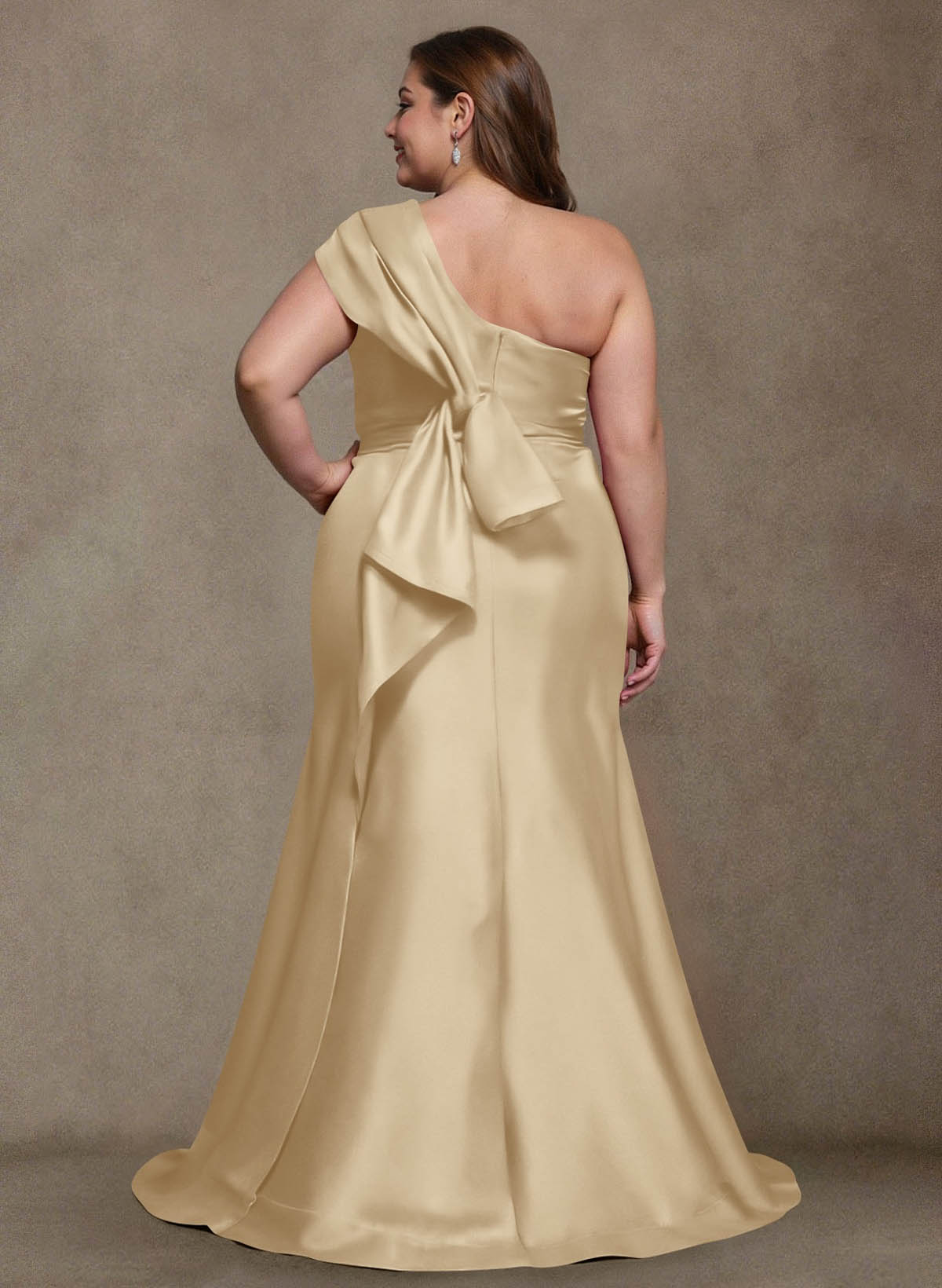 Elegant One-Shoulder Floor-Length Mermaid Satin Mother Of The Bride Dresses, product image 6