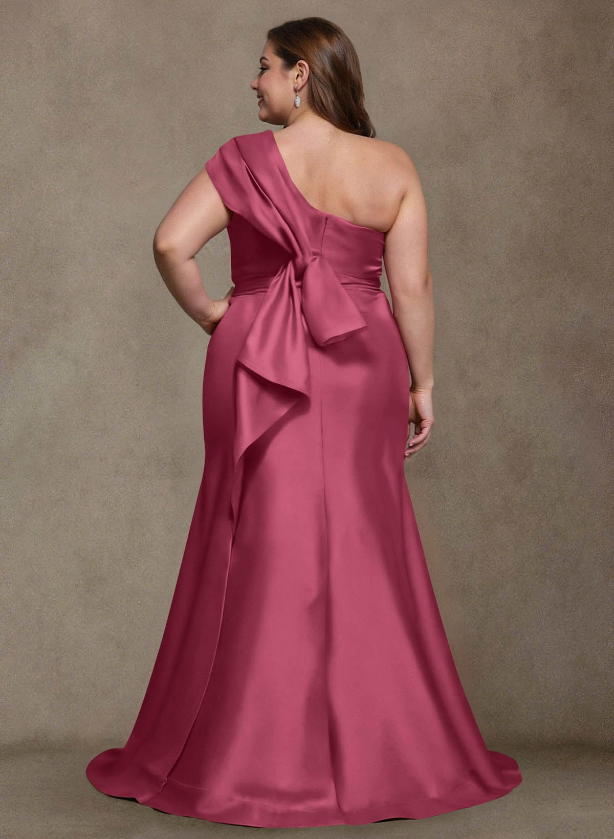 Elegant One-Shoulder Floor-Length Mermaid Satin Mother Of The Bride Dresses, product image 56