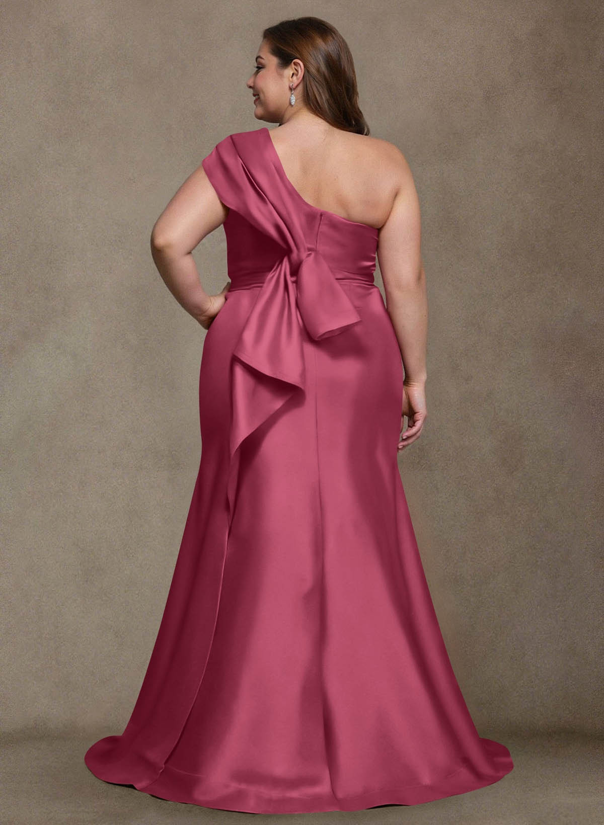 Elegant One-Shoulder Floor-Length Mermaid Satin Mother Of The Bride Dresses, product image 56