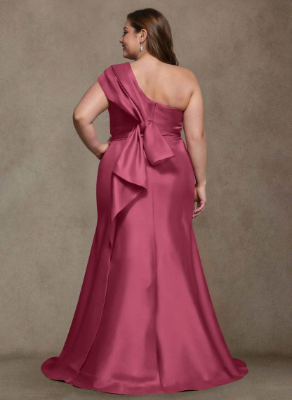 Elegant One-Shoulder Floor-Length Mermaid Satin Mother Of The Bride Dresses, product image 56