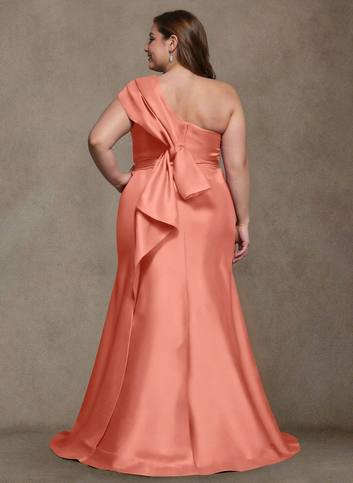 Elegant One-Shoulder Floor-Length Mermaid Satin Mother Of The Bride Dresses, product image 44