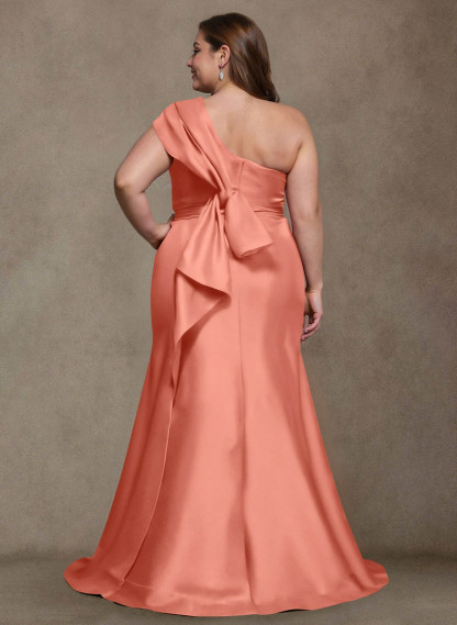 Elegant One-Shoulder Floor-Length Mermaid Satin Mother Of The Bride Dresses, product image 44