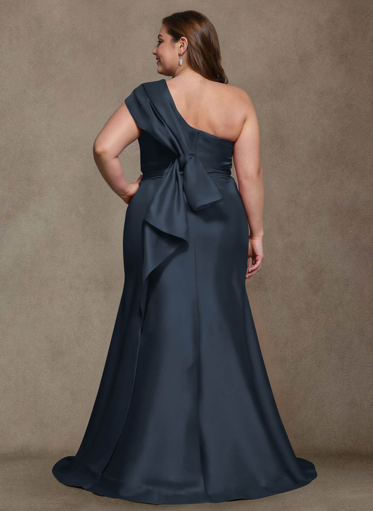 Elegant One-Shoulder Floor-Length Mermaid Satin Mother Of The Bride Dresses, product image 8