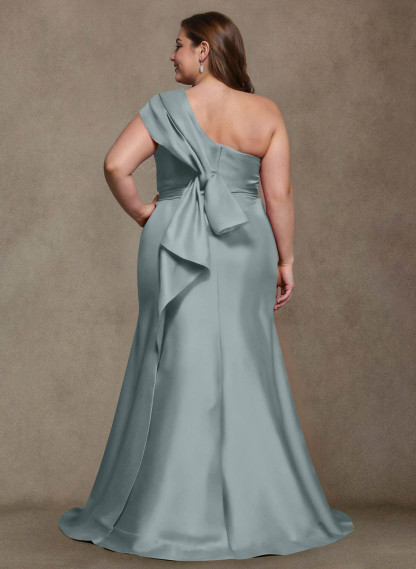 Elegant One-Shoulder Floor-Length Mermaid Satin Mother Of The Bride Dresses, product image 18