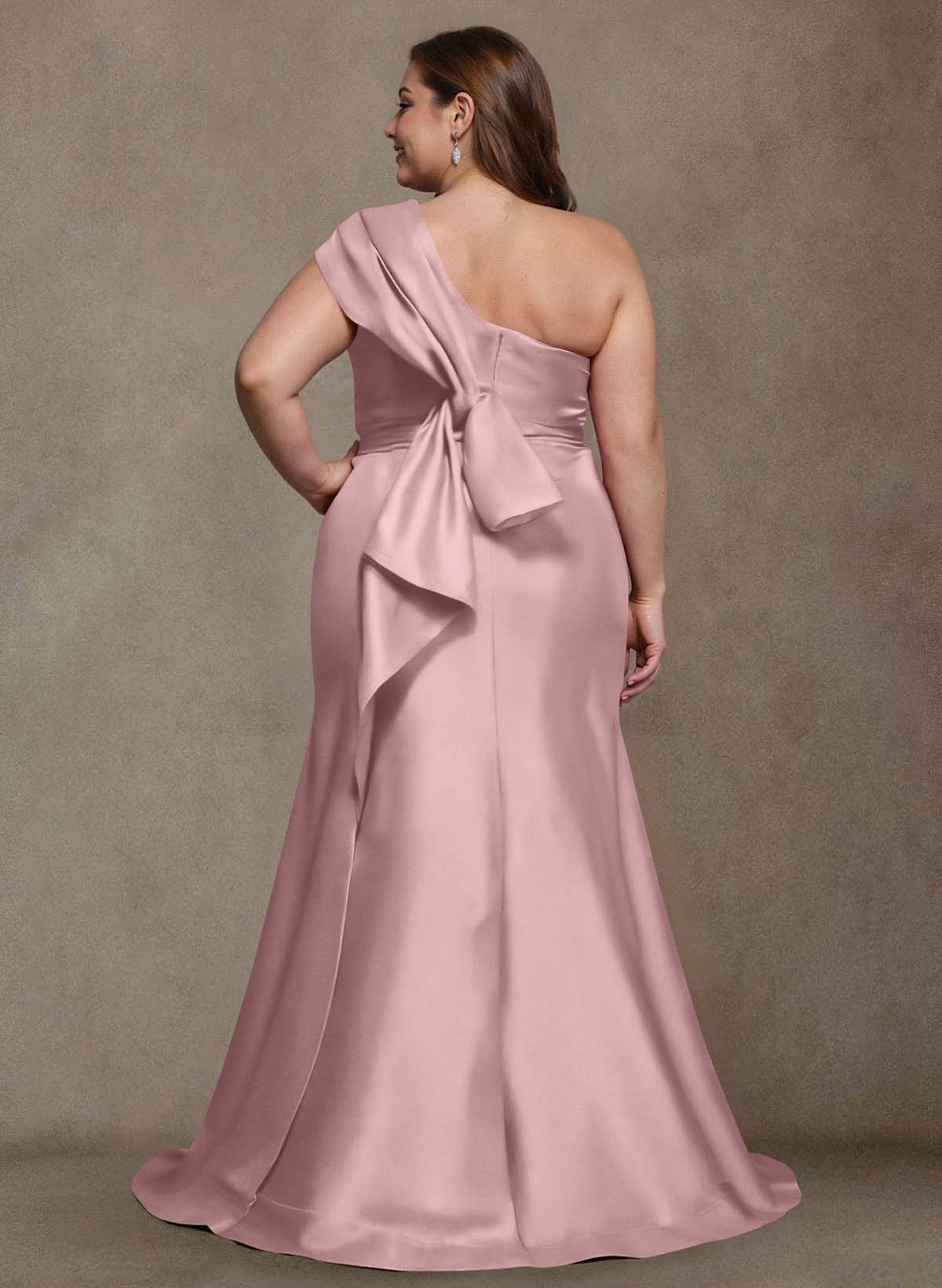 Elegant One-Shoulder Floor-Length Mermaid Satin Mother Of The Bride Dresses, product image 36