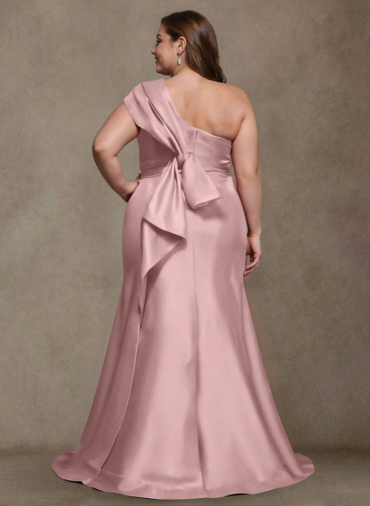 Elegant One-Shoulder Floor-Length Mermaid Satin Mother Of The Bride Dresses, product image 36