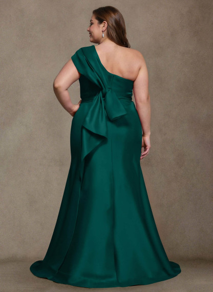 Elegant One-Shoulder Floor-Length Mermaid Satin Mother Of The Bride Dresses, product image 66