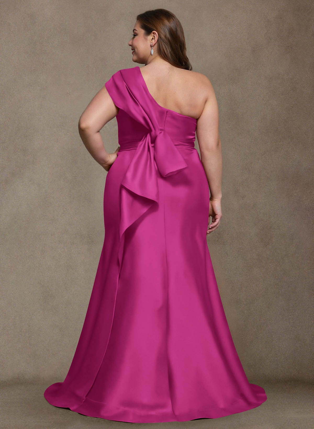 Elegant One-Shoulder Floor-Length Mermaid Satin Mother Of The Bride Dresses, product image 32