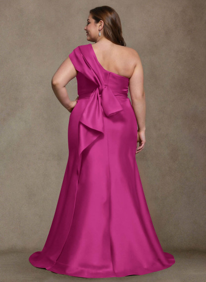 Elegant One-Shoulder Floor-Length Mermaid Satin Mother Of The Bride Dresses, product image 32