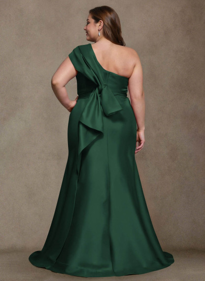 Elegant One-Shoulder Floor-Length Mermaid Satin Mother Of The Bride Dresses, product image 64