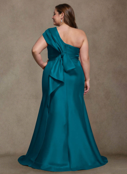 Elegant One-Shoulder Floor-Length Mermaid Satin Mother Of The Bride Dresses, product image 22