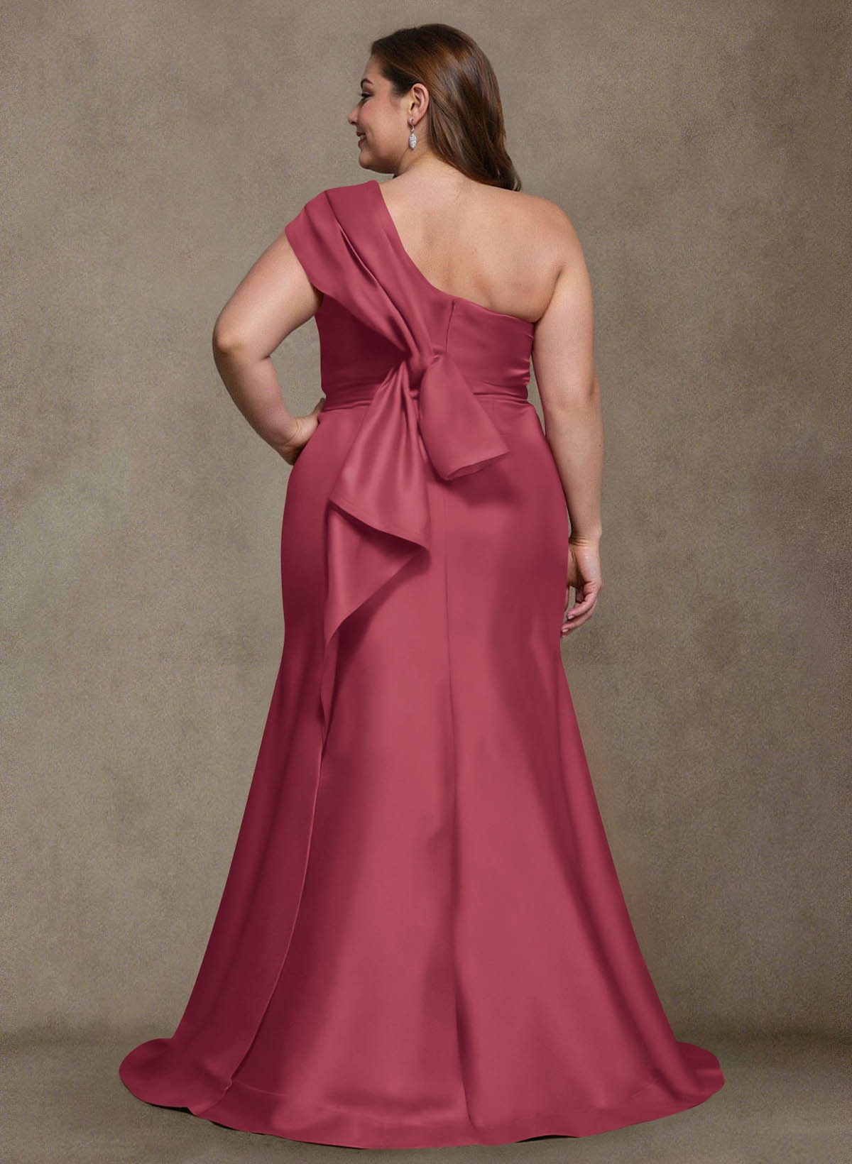 Elegant One-Shoulder Floor-Length Mermaid Satin Mother Of The Bride Dresses, product image 58