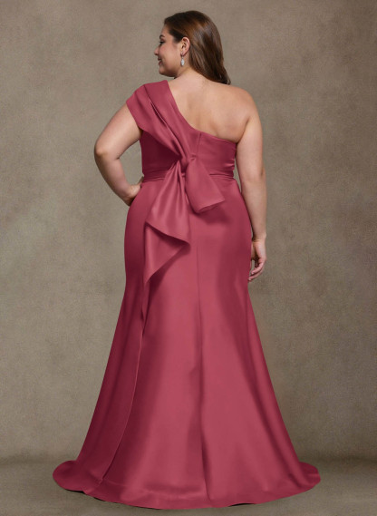 Elegant One-Shoulder Floor-Length Mermaid Satin Mother Of The Bride Dresses, product image 58