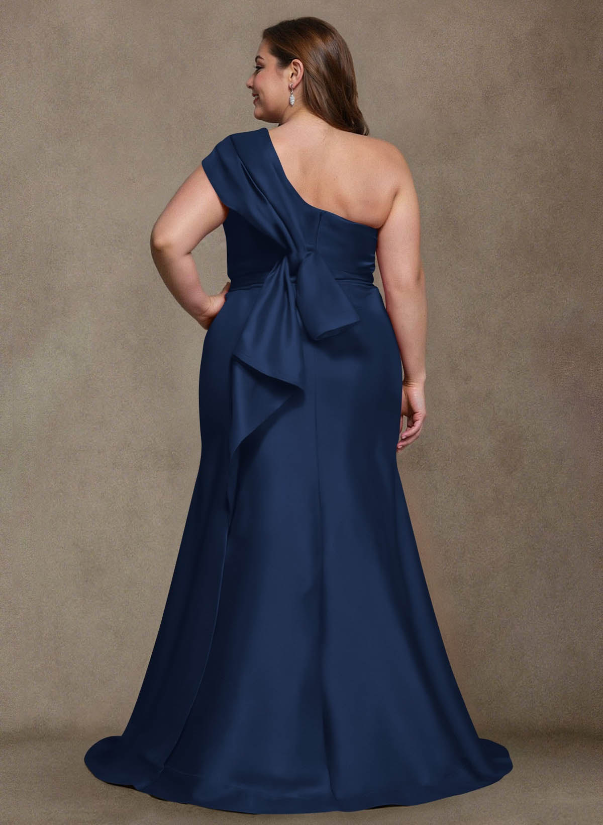 Elegant One-Shoulder Floor-Length Mermaid Satin Mother Of The Bride Dresses, product image 10