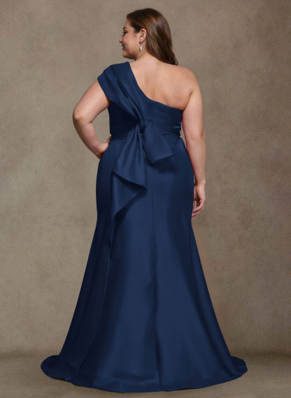 Elegant One-Shoulder Floor-Length Mermaid Satin Mother Of The Bride Dresses, product image 10