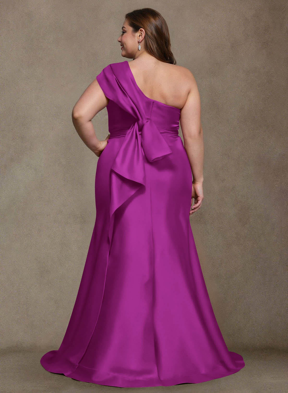 Elegant One-Shoulder Floor-Length Mermaid Satin Mother Of The Bride Dresses, product image 2