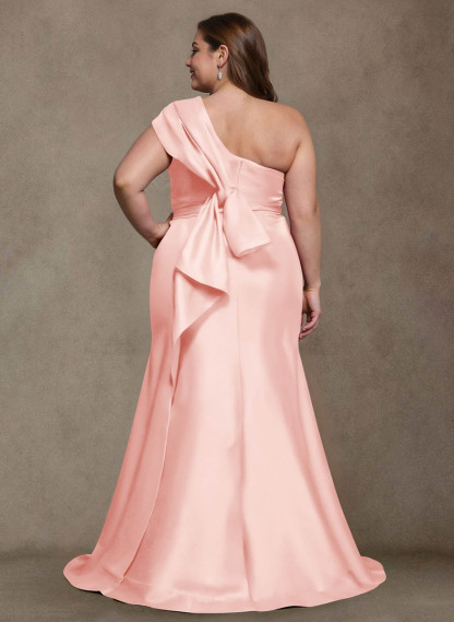 Elegant One-Shoulder Floor-Length Mermaid Satin Mother Of The Bride Dresses, product image 38