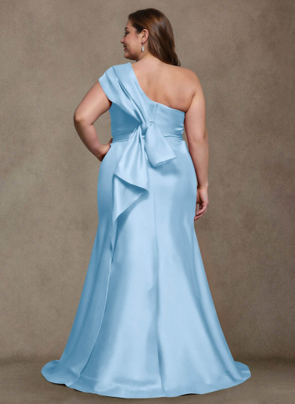 Elegant One-Shoulder Floor-Length Mermaid Satin Mother Of The Bride Dresses, product image 20