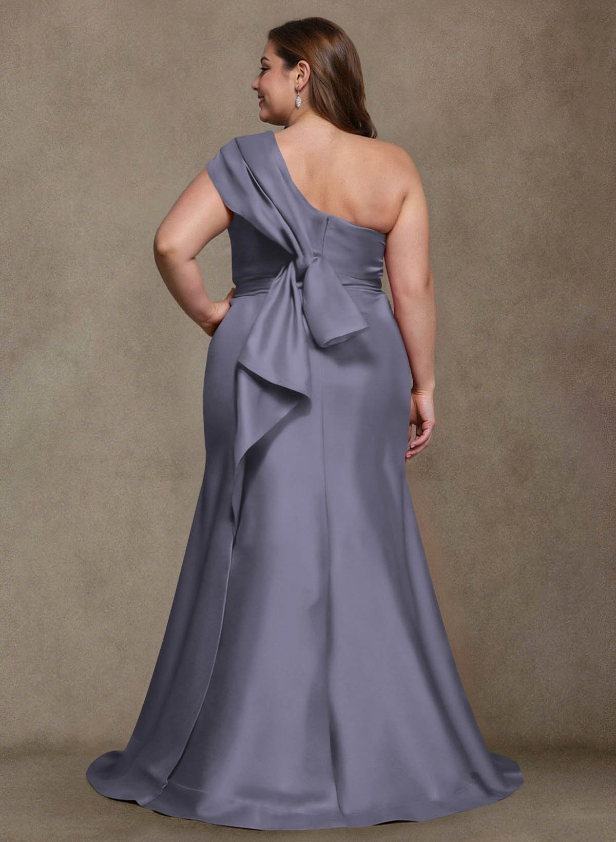 Elegant One-Shoulder Floor-Length Mermaid Satin Mother Of The Bride Dresses, product image 16