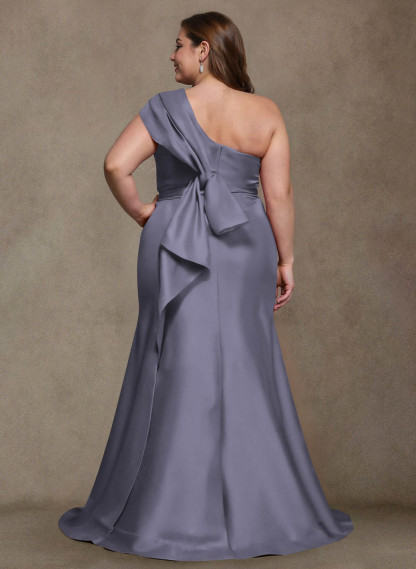 Elegant One-Shoulder Floor-Length Mermaid Satin Mother Of The Bride Dresses, product image 16