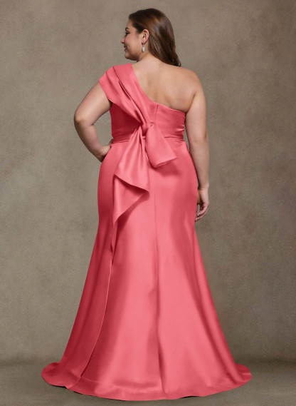 Elegant One-Shoulder Floor-Length Mermaid Satin Mother Of The Bride Dresses, product image 62