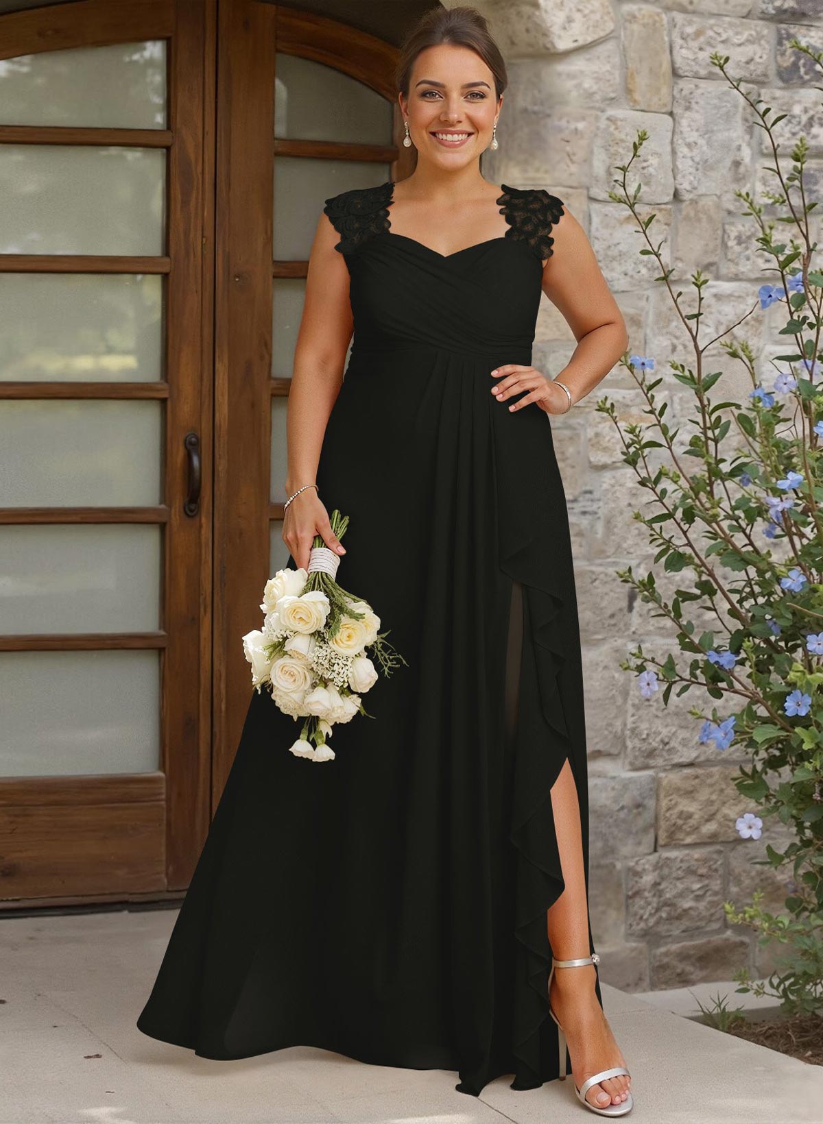 Sheath Sweetheart Sleeveless Floor-Length Chiffon Bridesmaid Dresses With Lace, product image 333