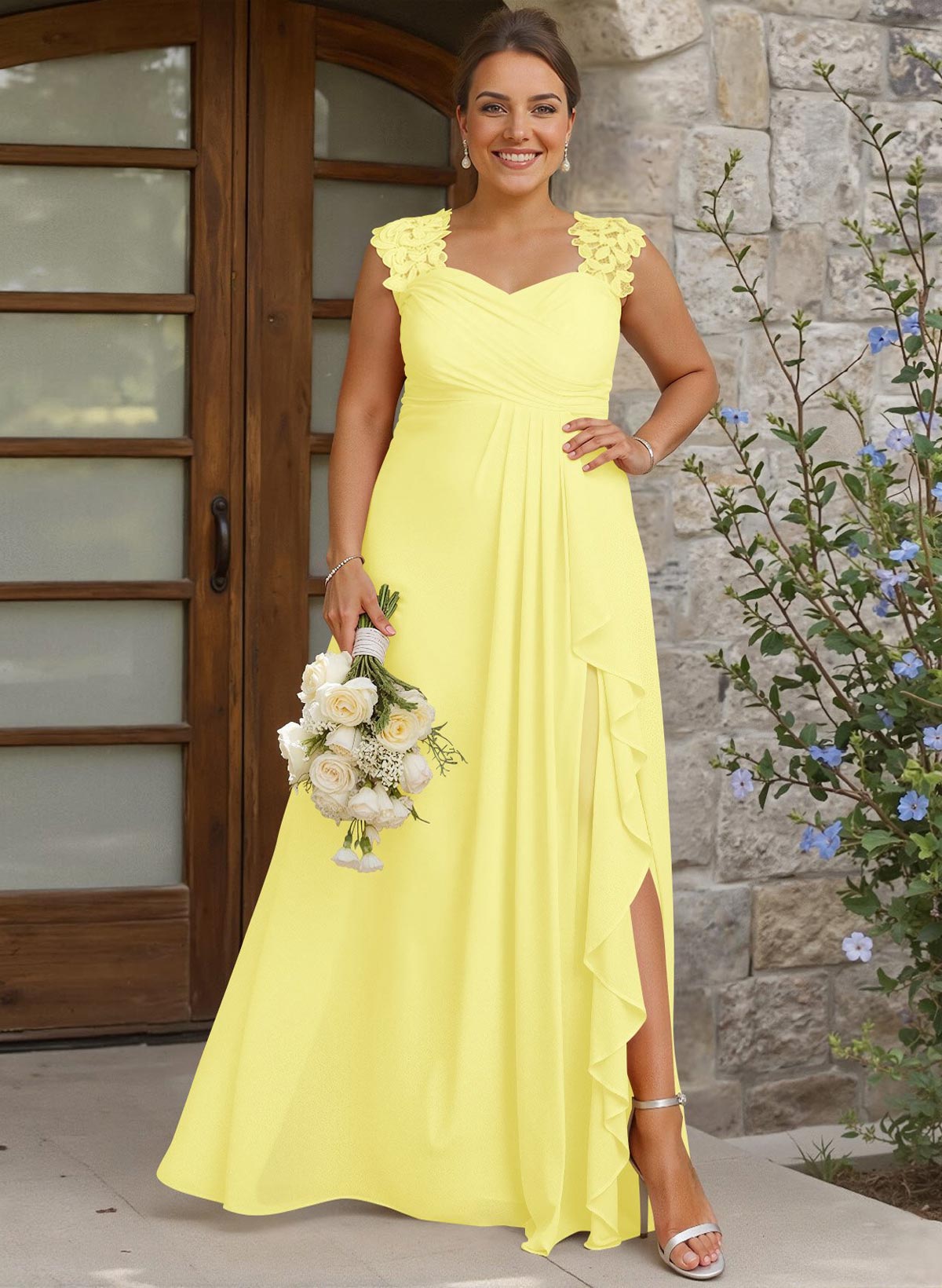 Sheath Sweetheart Sleeveless Floor-Length Chiffon Bridesmaid Dresses With Lace, product image 315