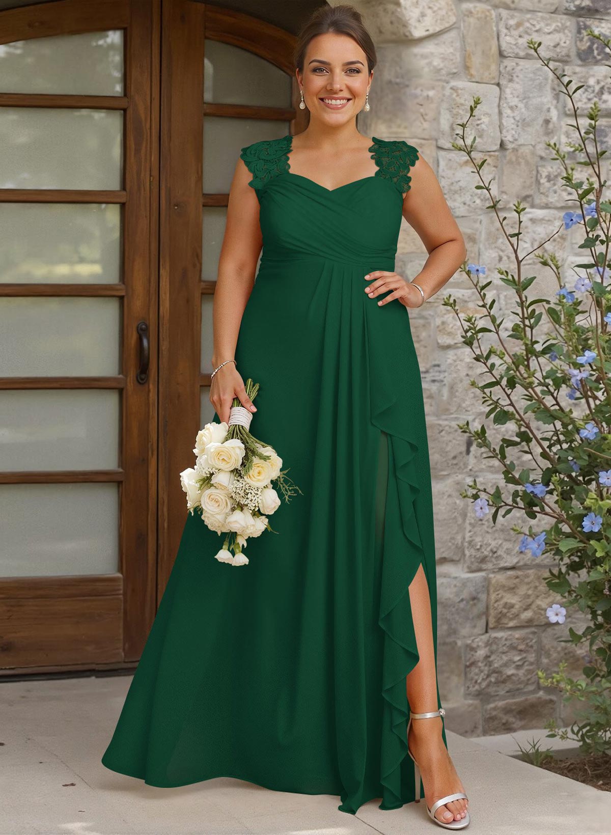 Sheath Sweetheart Sleeveless Floor-Length Chiffon Bridesmaid Dresses With Lace, product image 295