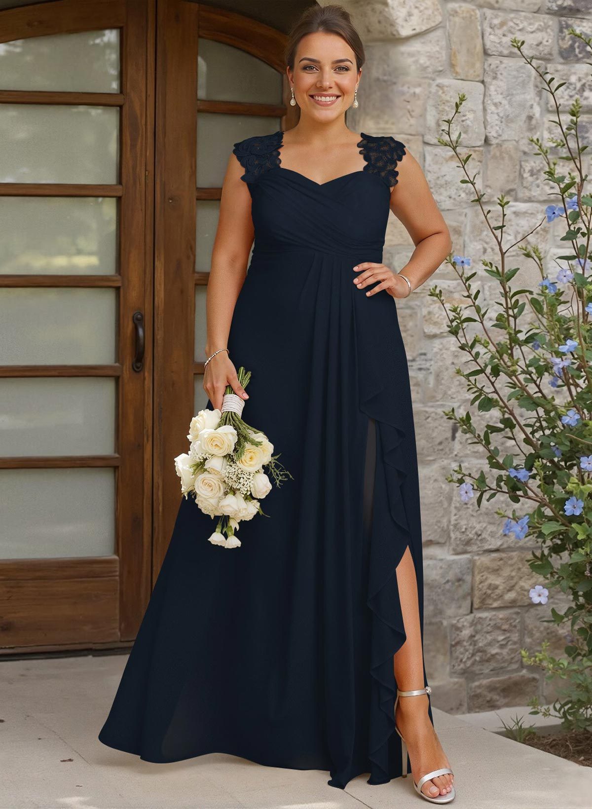 Sheath Sweetheart Sleeveless Floor-Length Chiffon Bridesmaid Dresses With Lace, product image 217