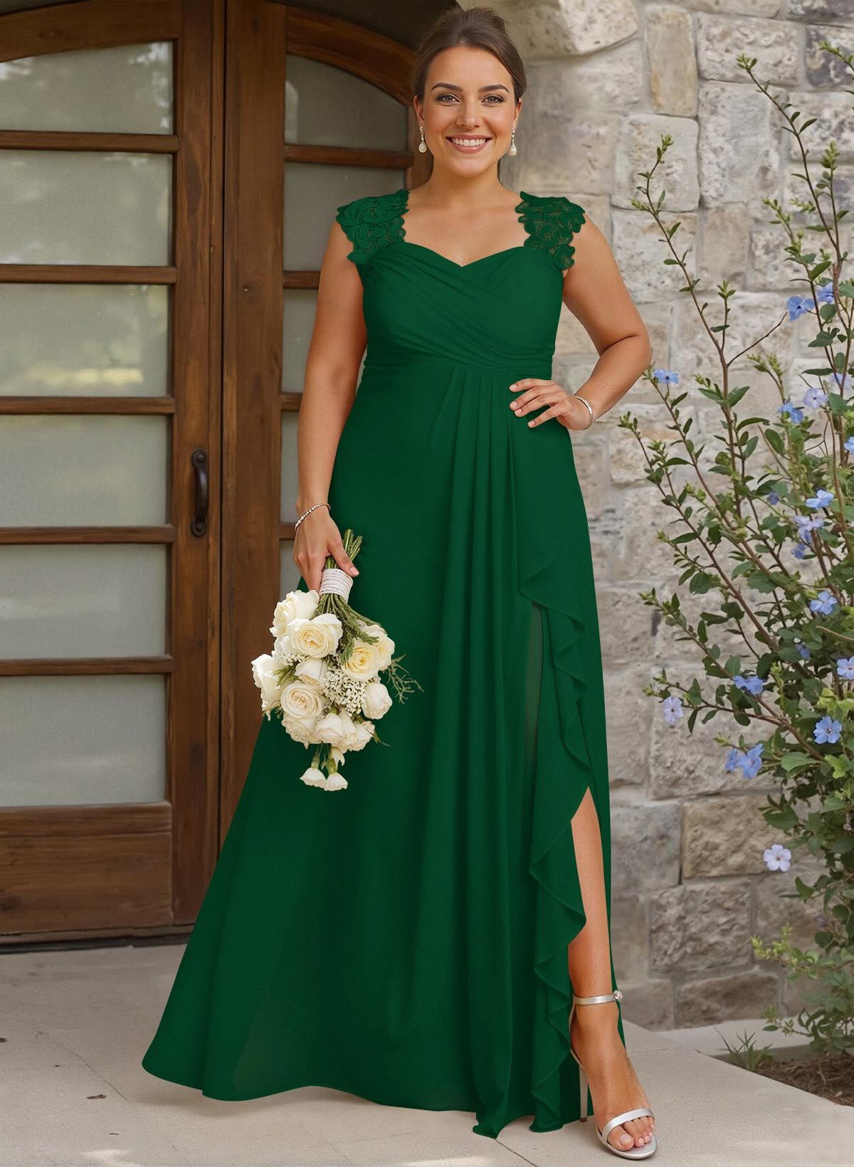 Sheath Sweetheart Sleeveless Floor-Length Chiffon Bridesmaid Dresses With Lace, product image 345