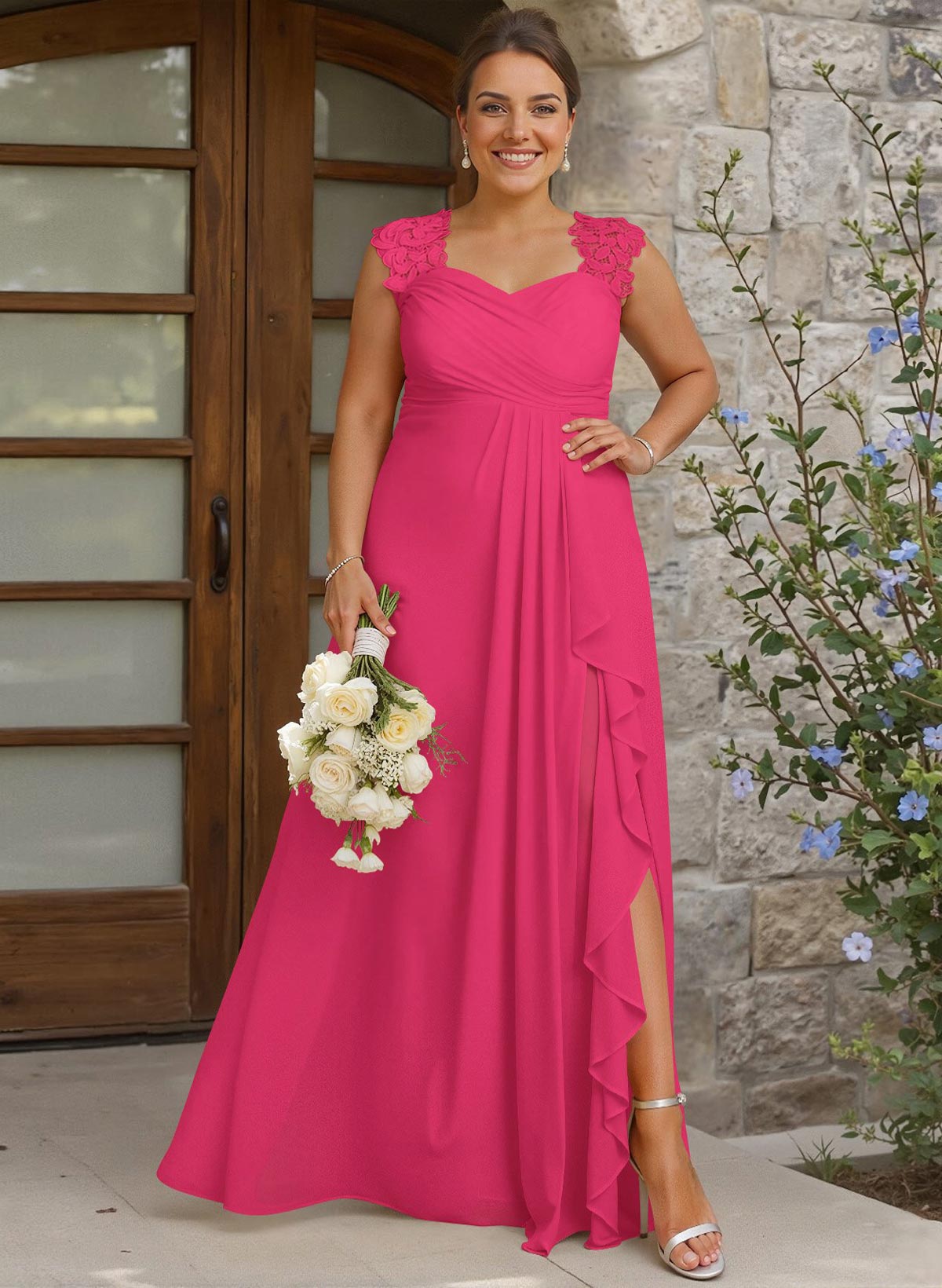 Sheath Sweetheart Sleeveless Floor-Length Chiffon Bridesmaid Dresses With Lace, product image 289