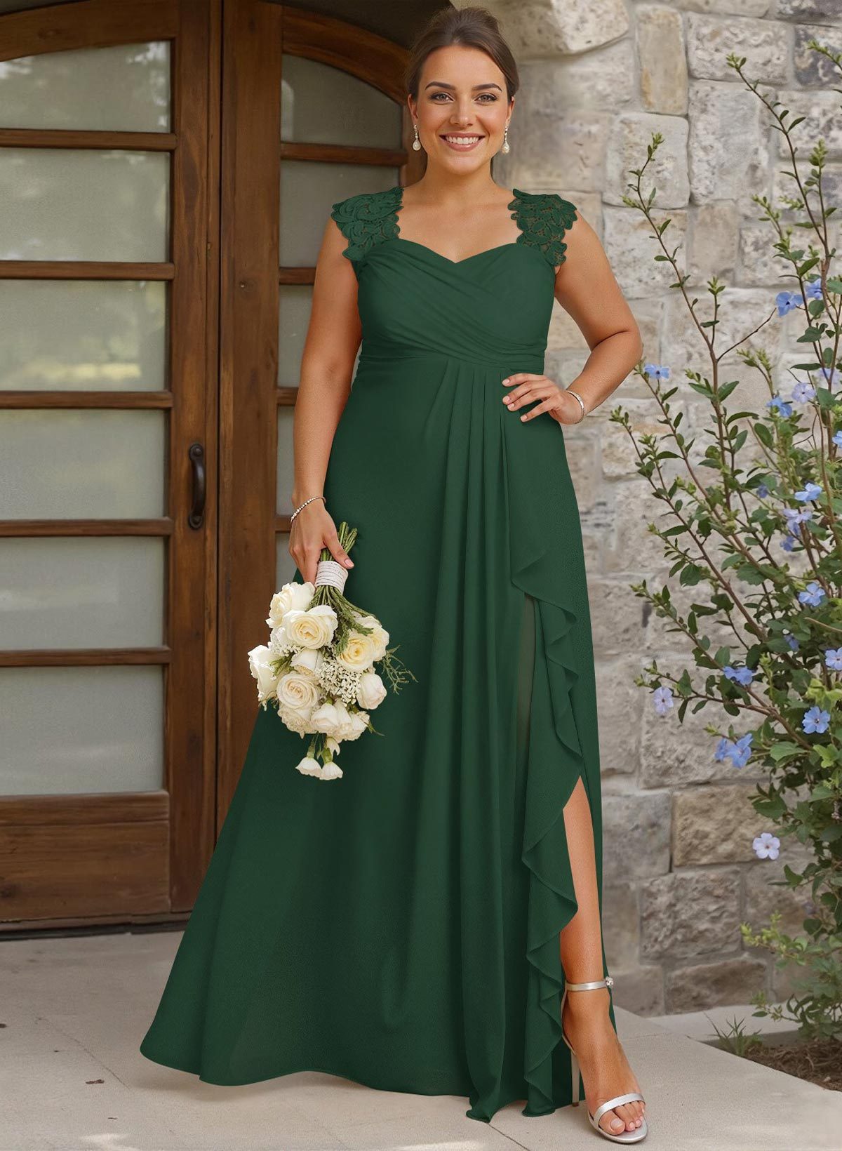 Sheath Sweetheart Sleeveless Floor-Length Chiffon Bridesmaid Dresses With Lace, product image 297