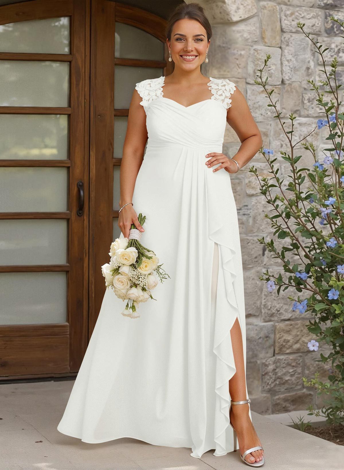 Sheath Sweetheart Sleeveless Floor-Length Chiffon Bridesmaid Dresses With Lace, product image 325