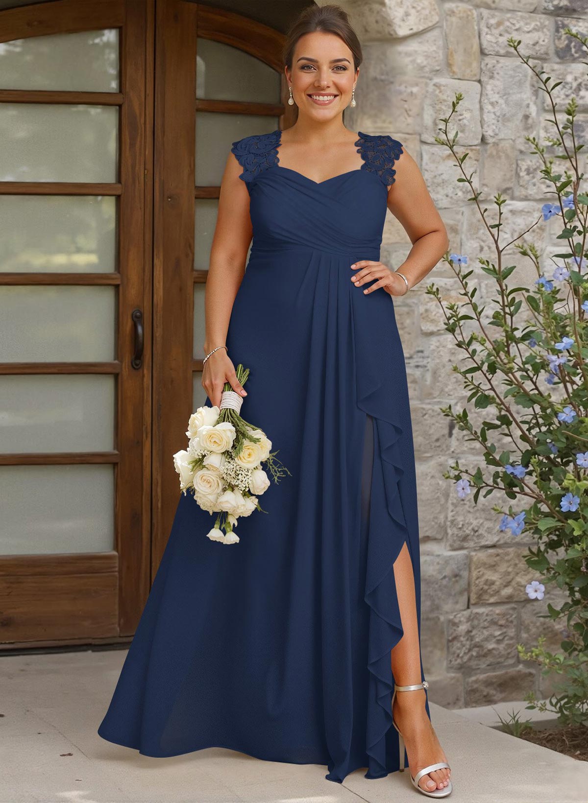 Sheath Sweetheart Sleeveless Floor-Length Chiffon Bridesmaid Dresses With Lace, product image 219