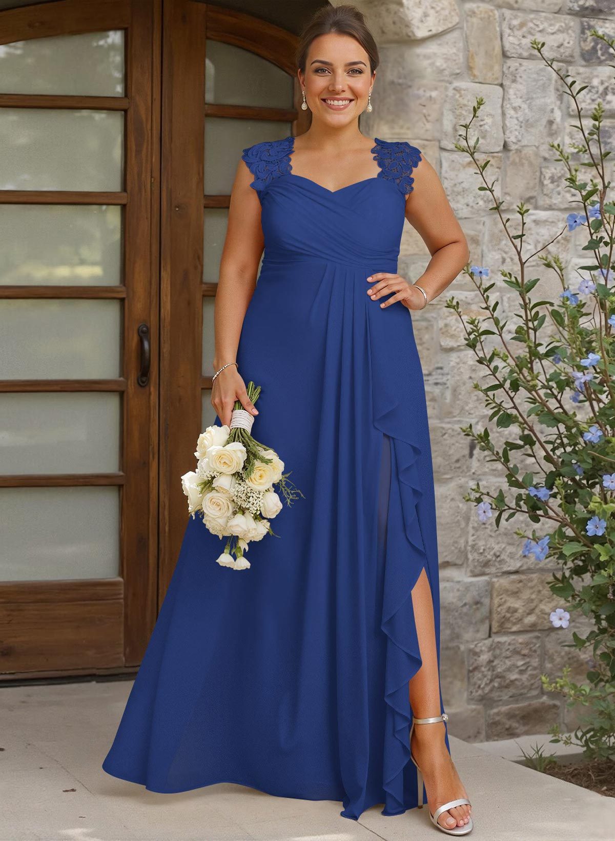 Sheath Sweetheart Sleeveless Floor-Length Chiffon Bridesmaid Dresses With Lace, product image 229