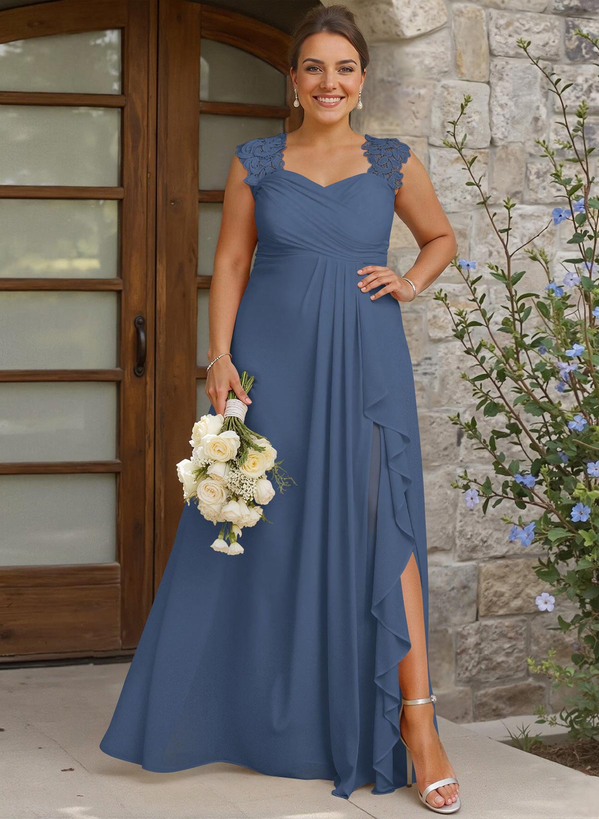 Sheath Sweetheart Sleeveless Floor-Length Chiffon Bridesmaid Dresses With Lace, product image 223
