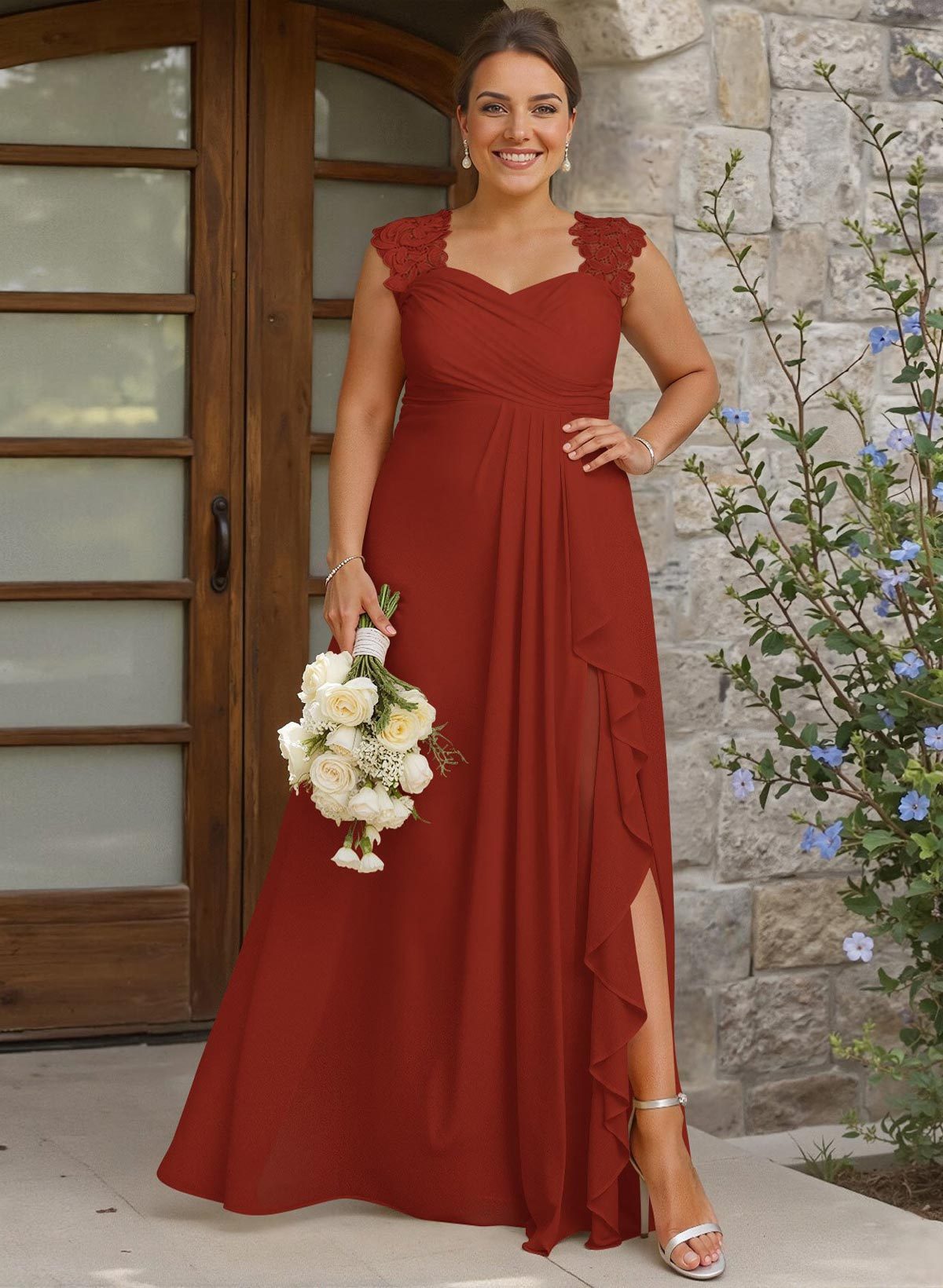 Sheath Sweetheart Sleeveless Floor-Length Chiffon Bridesmaid Dresses With Lace, product image 251